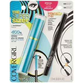 COVERGIRL - Super Sizer Mascara Very Black and Intensify Me! Eye Liner Intense Black - 0.03 fl. oz. (1 ml)