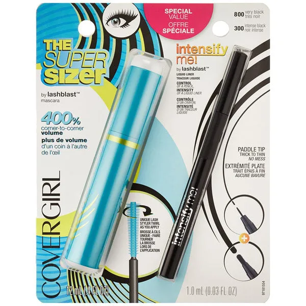 COVERGIRL - Super Sizer Mascara Very Black and Intensify Me! Eye Liner Intense Black - 0.03 fl. oz. (1 ml)