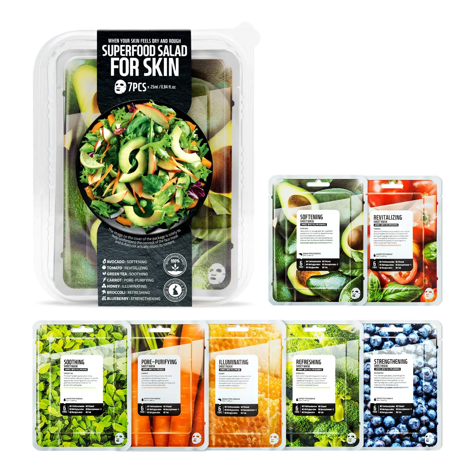 FARM SKIN SUPER FOOD SALAD FOR SKIN Sheet Masks, 1pc *RANDOM*