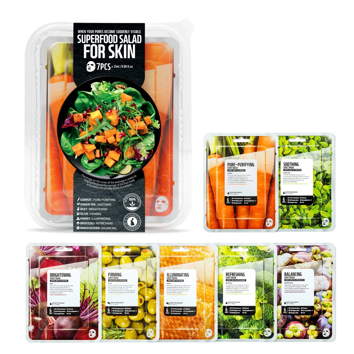 FARM SKIN SUPER FOOD SALAD FOR SKIN Sheet Masks, 1pc *RANDOM*
