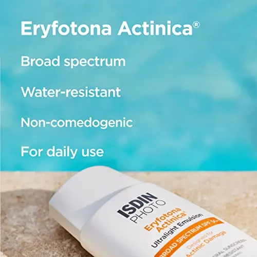 ISDIN Eryfotona Actinica Zinc Oxide and 100% Mineral Sunscreen Broad Spectrum SPF 50 , No White Cast, Suitable for Sensitive Skin, 3.4 Fl Oz