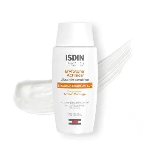 ISDIN Eryfotona Actinica Zinc Oxide and 100% Mineral Sunscreen Broad Spectrum SPF 50 , No White Cast, Suitable for Sensitive Skin, 3.4 Fl Oz