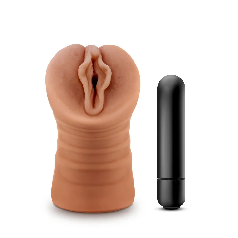 M For Men By Blush® | Sofia Realistic Mocha Vibrating Masturbator / Stroker
