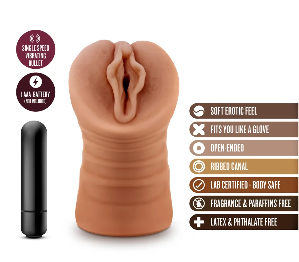 M For Men By Blush® | Sofia Realistic Mocha Vibrating Masturbator / Stroker