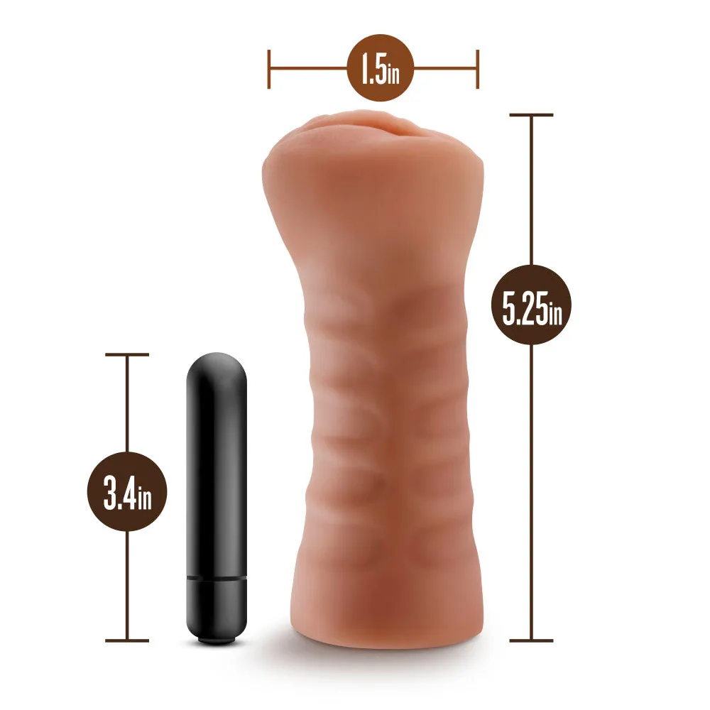 M For Men By Blush® | Sofia Realistic Mocha Vibrating Masturbator / Stroker