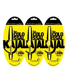 Maybelline New York Colossal Kajal, Black, Combo Pack of 3
