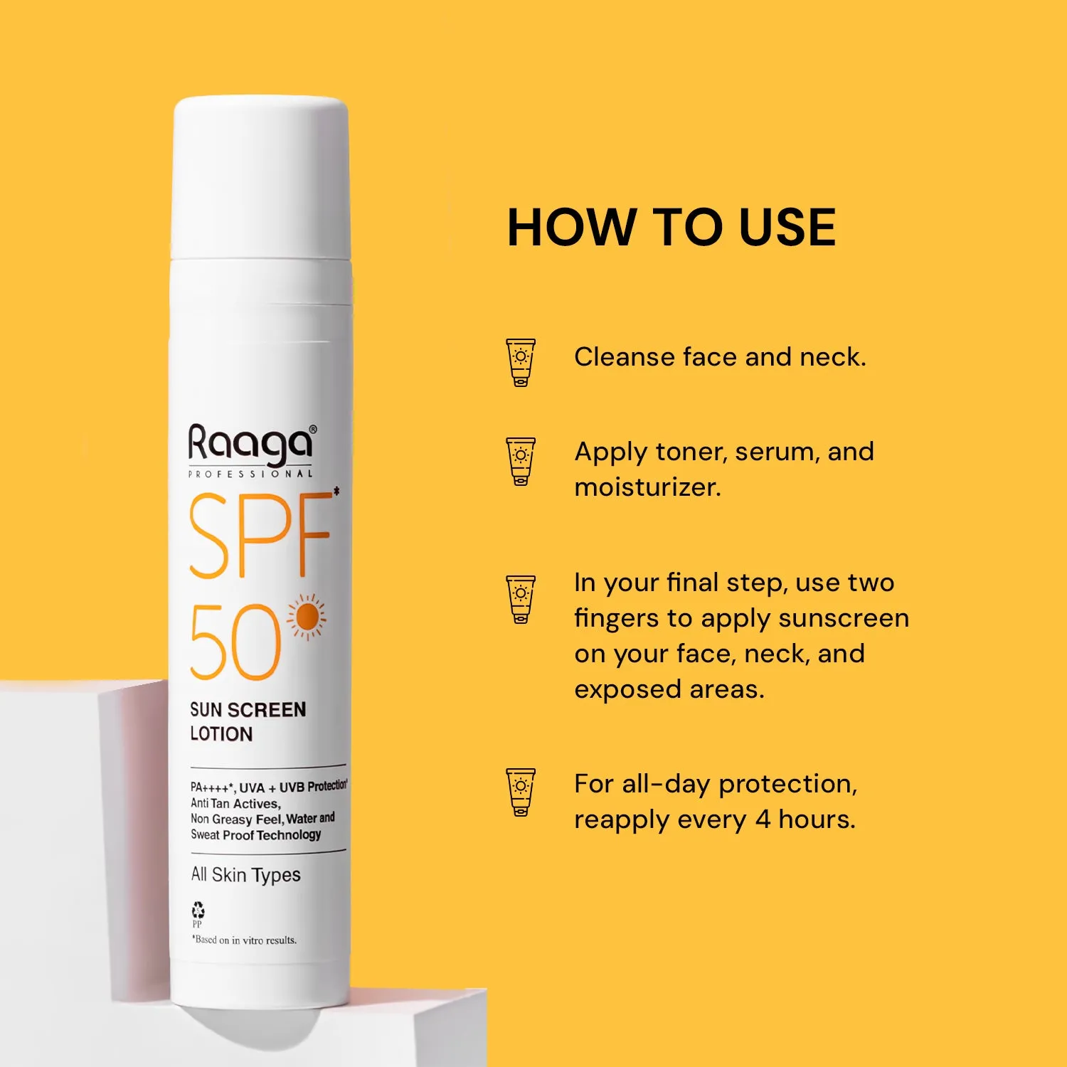 Raaga Professional SPF 50 Sunscreen Lotion | PA    , UVA   UVB Protection, Anti Tan Activities, Non-Greasy Feel, Water and Sweat Proof Technology (55 ml)