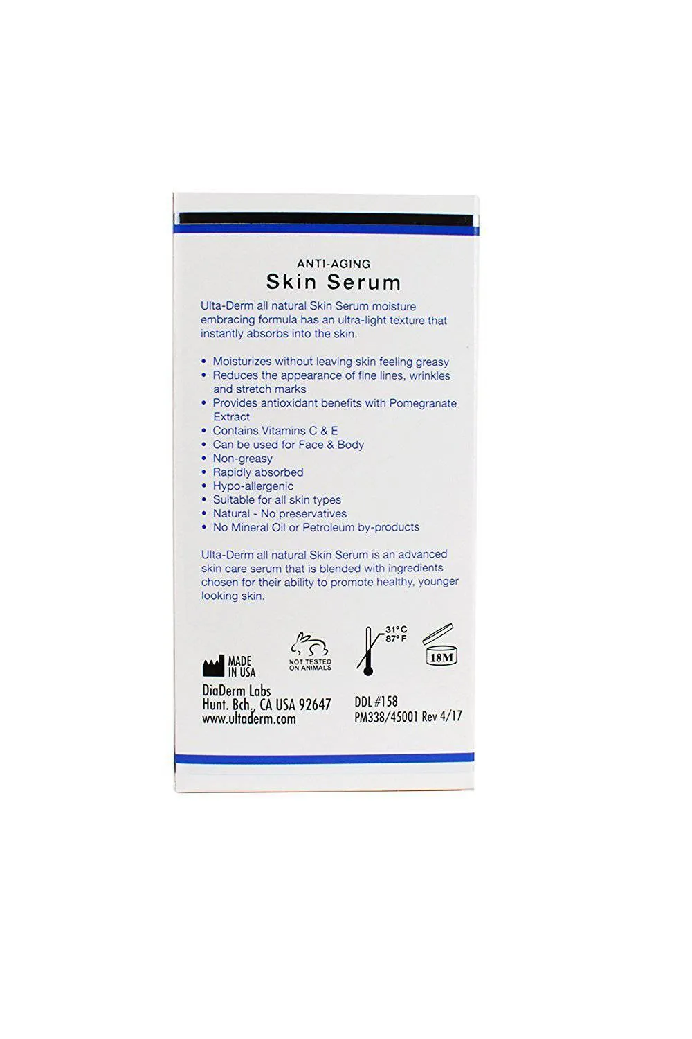 Ultimate Dermaceuticals Anti-Aging All Natural Skin Serum Moisture-Embracing Formula with Essential Oils, 4 ounces